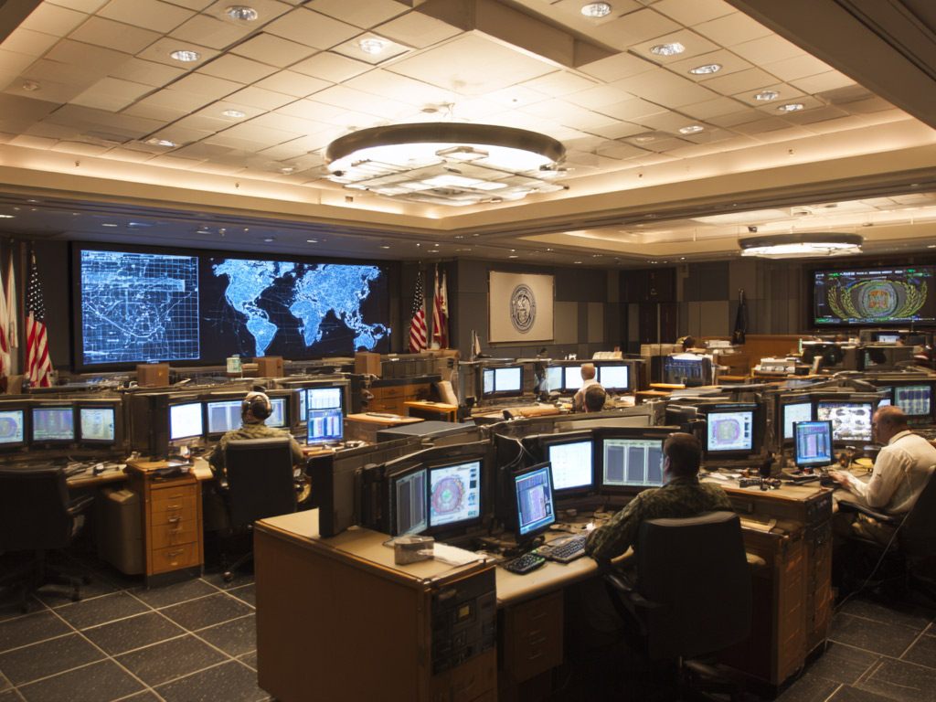 Situation room at a defense agency